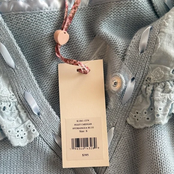 LoveShackFancy Light Blue Cropped Cardigan